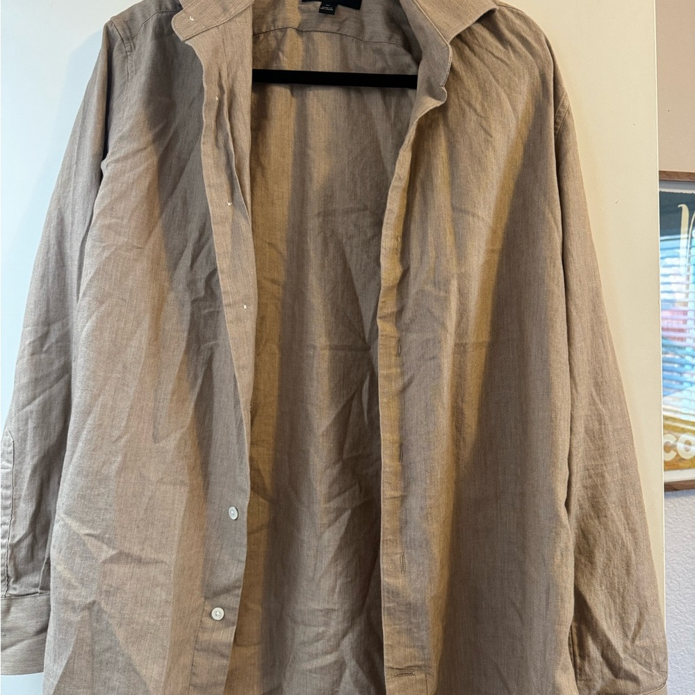 Banana Republic Men's Brown/Tan Dress Shirt